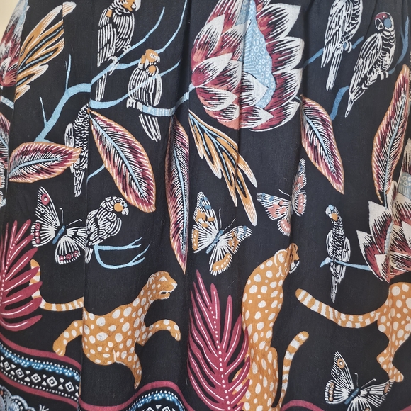 Anthropologie V-Neck Plunge Tunic Mini Dress - Women's Size XL Boho Jungle Black - Picture 6 of 13